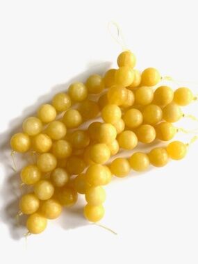 As Low As $2 10mm Frosted Yellow Jade Round Beads (9)